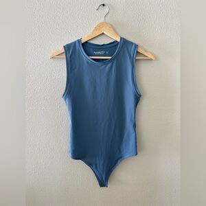 Abercrombie and Fitch Seamless Stretch Fabric Crew Tank Bodysuit Slate Blue S